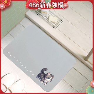 【日竹門】頂級吸水地墊-貓咪夜光-尖耳灰紋