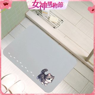 【日竹門】頂級吸水地墊-貓咪夜光-尖耳灰紋