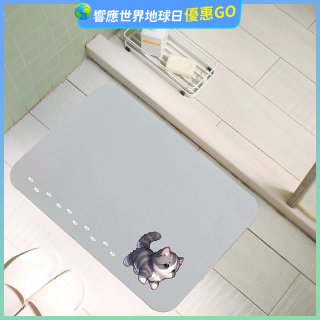 【日竹門】頂級吸水地墊-貓咪夜光-尖耳灰紋