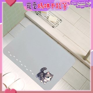 【日竹門】頂級吸水地墊-貓咪夜光-尖耳灰紋