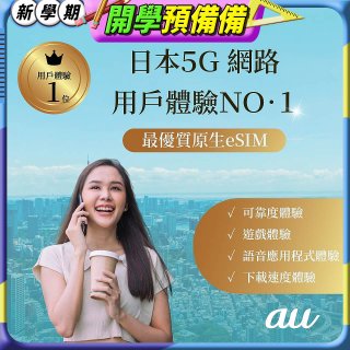 jetfi 日本KDDI 5G eSIM 吃到飽/4天/5天/6天/8天
