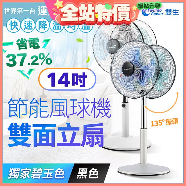 雙生 節能風球機雙面立扇
