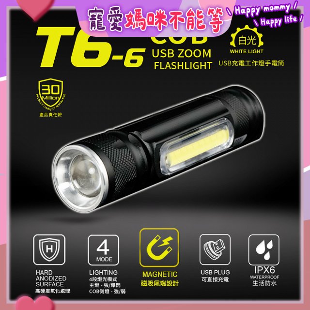 【免運】RONEVER 充電式工作燈手電筒 PA-T6-6