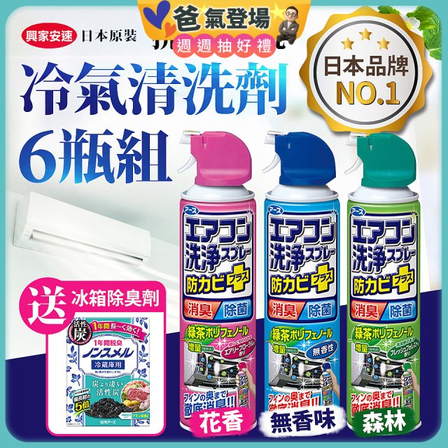 【興家安速】抗菌免水洗冷氣清洗劑6件組