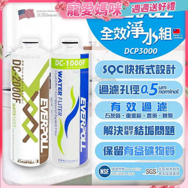 EVERPOLL UVC-903 雙道全效淨水器專用【濾芯組】DCP-3000