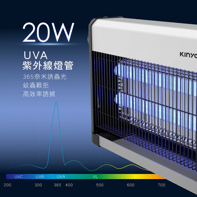 【KINYO】電擊式捕蚊燈 20W (KL-9820)