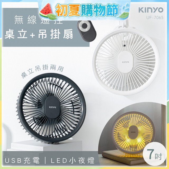【KINYO】無線遙控LED吊扇 7吋 (UF-7065)