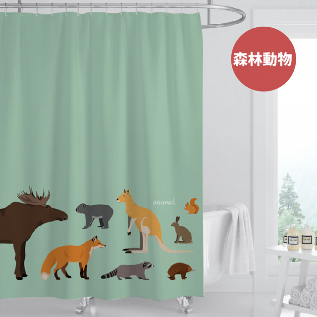 【窩在家All In Home】文創浴簾-動物系列-180*180cm（6款可選）