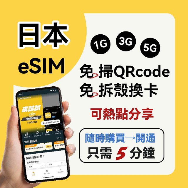 jetfi 日本eSIM 1GB／3GB／5GB