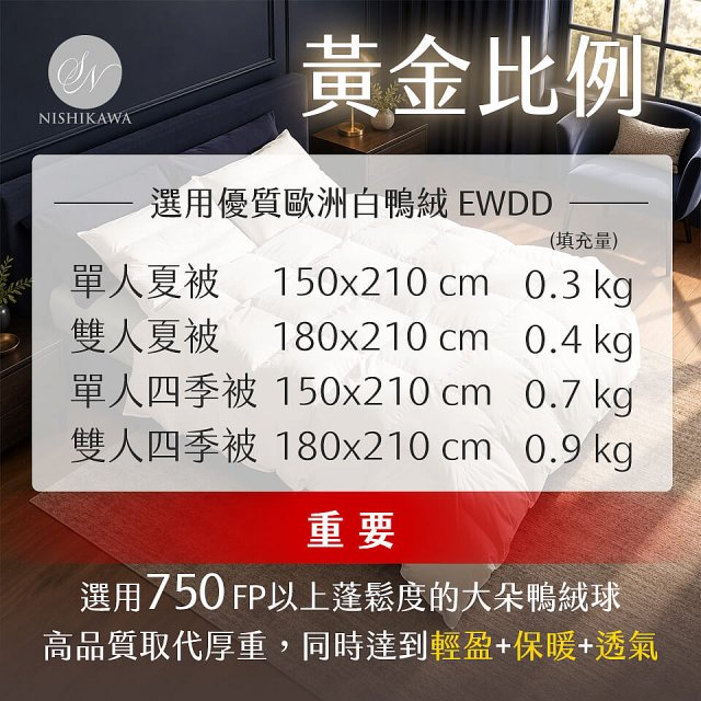 【昭和西川】特級羽絨被  JIS 93%