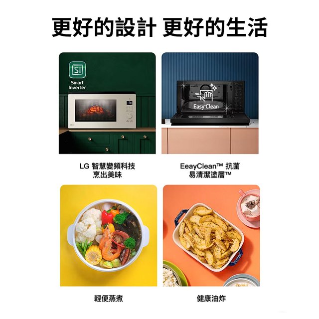【加碼送即享券】LG NeoChef™智慧變頻蒸烘烤微波爐｜Objet Collection® 39公升 雪霧白 MJ3965BCP
