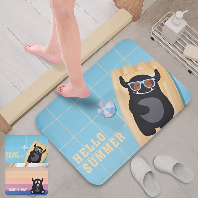 【monster】軟式珪藻土吸水彩印地墊 夏日時光/夕照花映(58x38cm) 2入組