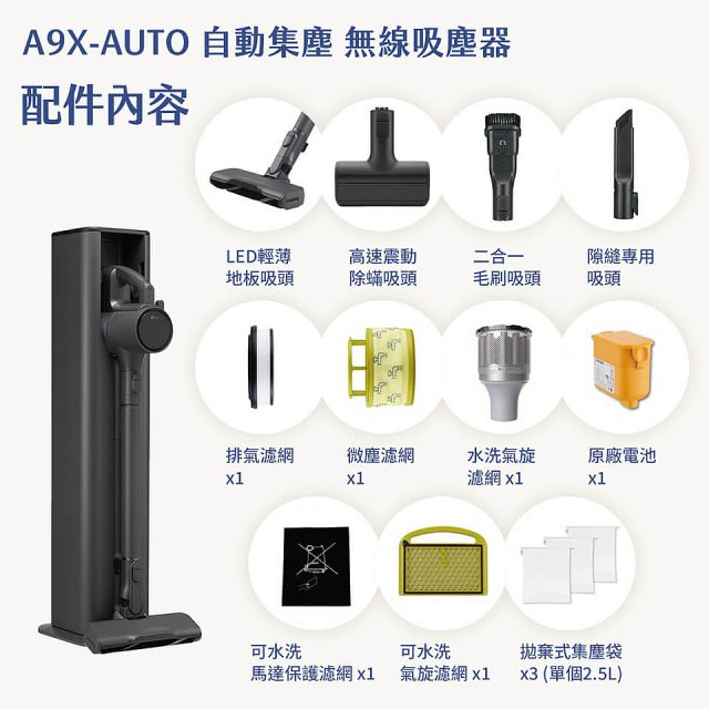 【限時下殺】LG CordZero™ A9 X 無線吸塵器｜永夜灰｜自動集塵 (A9X-AUTO)