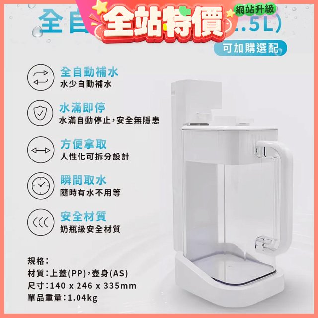 德國SABA 超薄美型RO即熱式濾淨飲水機專用 淨水儲水壺2.5L 