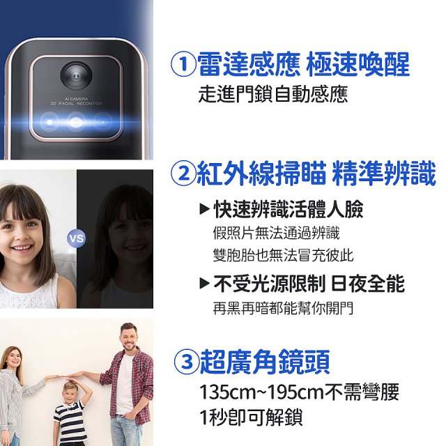 【486獨家】Arpha 3D人臉辨識靜音十合一智慧電子鎖T1 台灣製