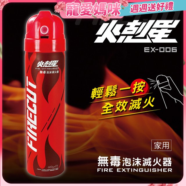 【KINYO】台灣製 火剋星泡沫滅火器 (EX-006)