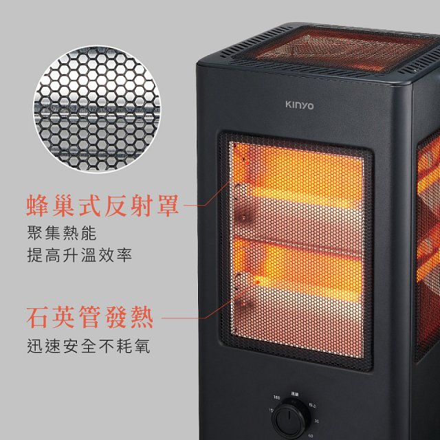 【KINYO】五面取暖直立式電暖器 (黑EH-838/白EH-520)