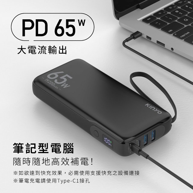 【KINYO】PD 65W大容量商務極速充 (KPB-2802)
