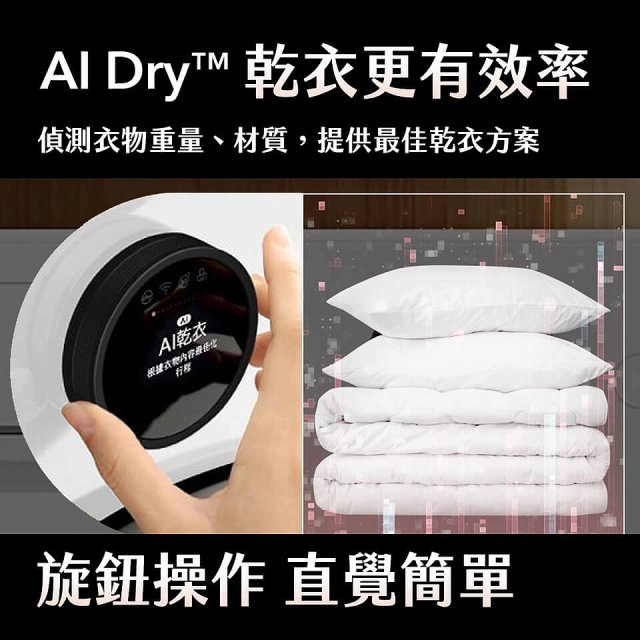 【南部限定】LG AI Dry™ 免曬衣乾衣機｜20公斤 (冰瓷白) WR-20DW