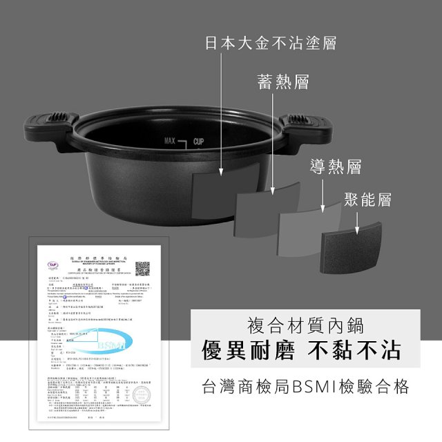 【KINYO】無水微壓好食鍋 2L (PCO-2550)