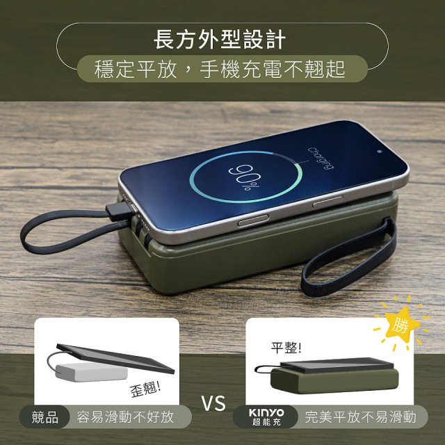 【KINYO】超能充．自帶線輕儲能行動電源 (KPB-2550)