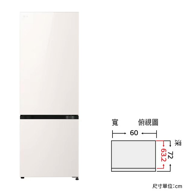 LG 332公升一級能效智慧變頻雙門冰箱｜雪霧白 (GN-BF330BE)