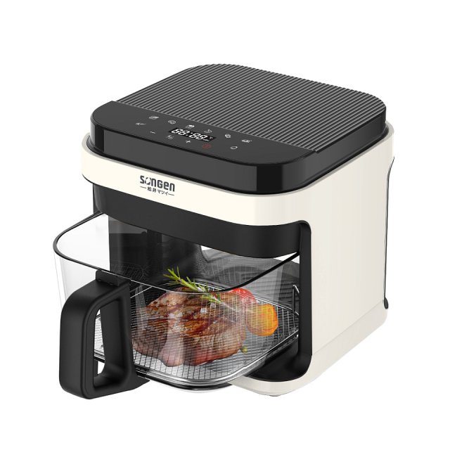 【SONGEN松井】日系3D熱旋5.5L晶鑽玻璃氣炸鍋(SG-421GAF-W)