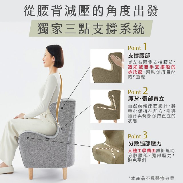 486 Style Chair DC 健康護脊沙發 木腳款(寧靜灰/橄欖綠)