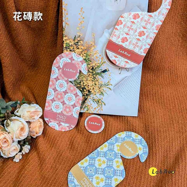 MoldGoGo防霉吊卡雙風格香氛12片組（Pantone款6片 玫瑰花香+花磚風格款6片 玫瑰花香）