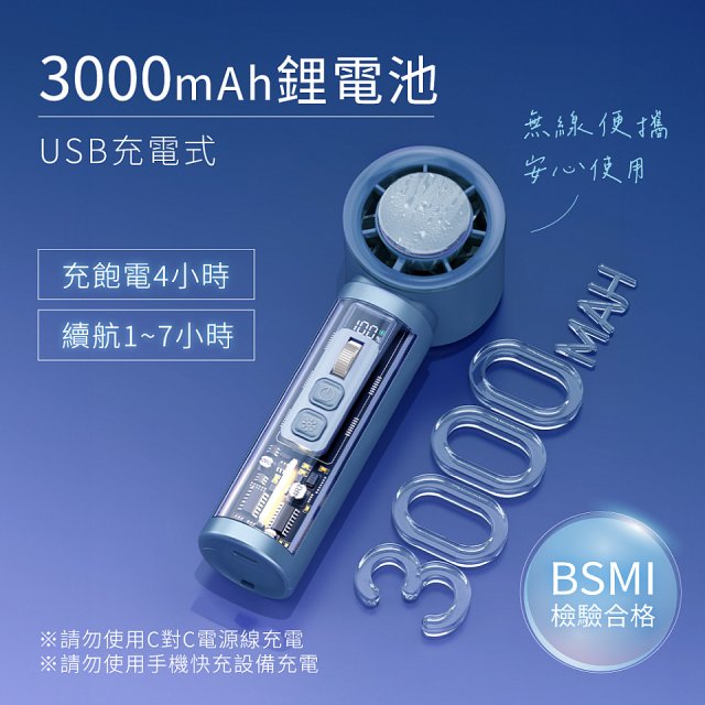 【KINYO】 裸透冰機充電風扇 (UF-3150)