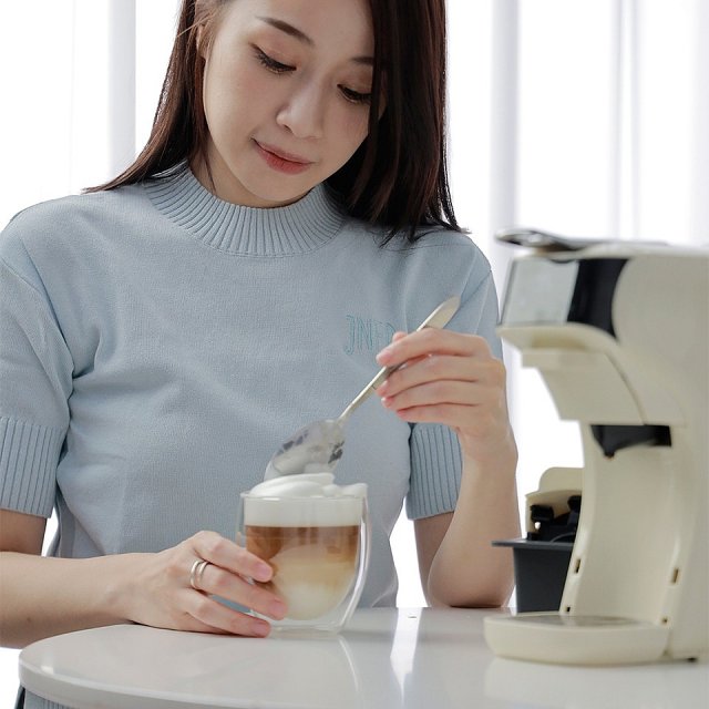 【HiBREW 小醇萃】冷熱雙萃四合一膠囊咖啡機NK-514R 奶油白｜曜石黑