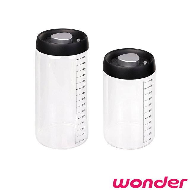 WONDER 按壓式真空保鮮密封罐2入組(大+小)