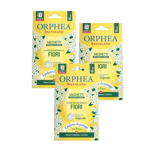 【義大利ORPHEA歐菲雅】香氣衣物袋3盒(9包)贈掛片1盒(12片)